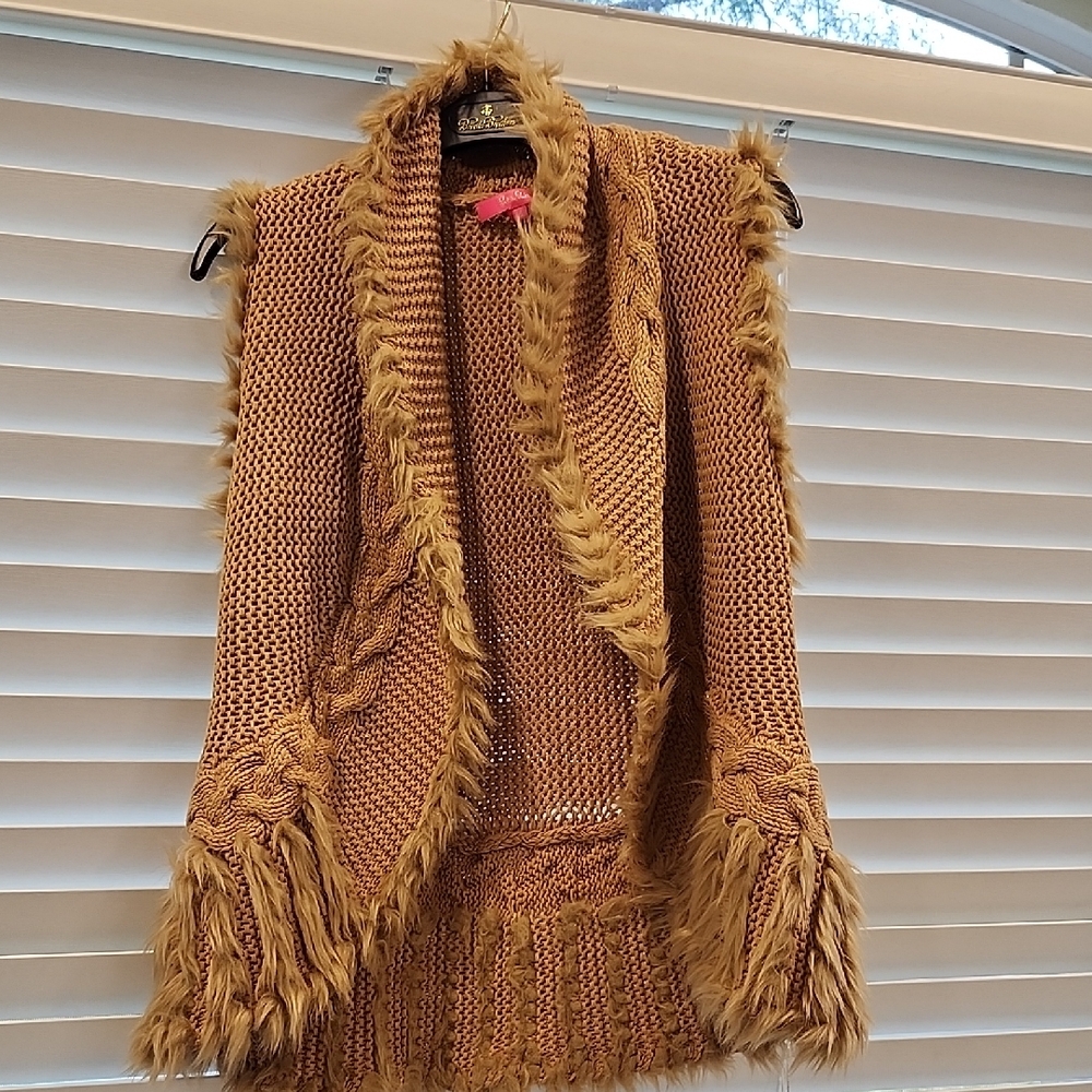 Lilly Pulitzer faux fur and knit vest